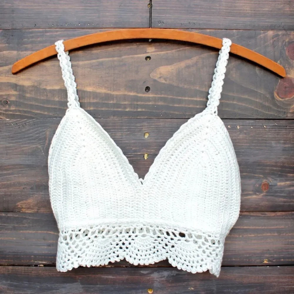 HONEY PUNCH White Crochet Bra Top